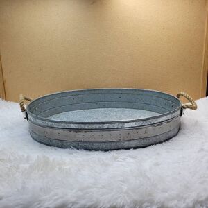 Galvanized Oval Tin Rustic Serving Tray